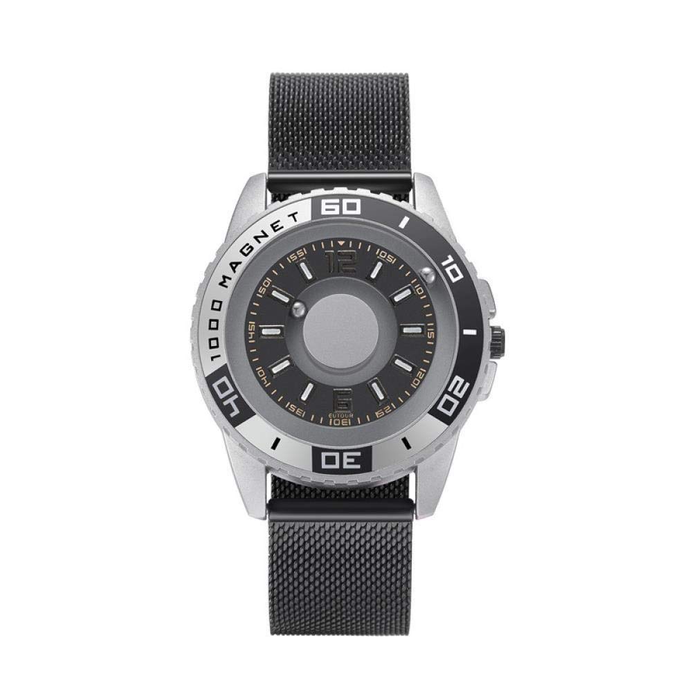 Ourui Orologi Da Polso,Creativo Orologio Magnetico Al Quarzo Con Sfere In Acciaio Senza Puntatore, Grigio