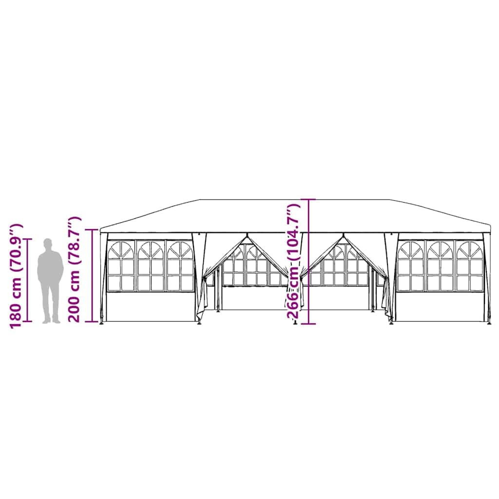 vidaXL Namiot Imprezowy Biały 800 x 400 x 266 cm Polietylen | Mieści do 10 osób, Wykonany z materiałów odpornych na UV i wodoodpornych, Szybko się składa z podstawowymi narzędziami