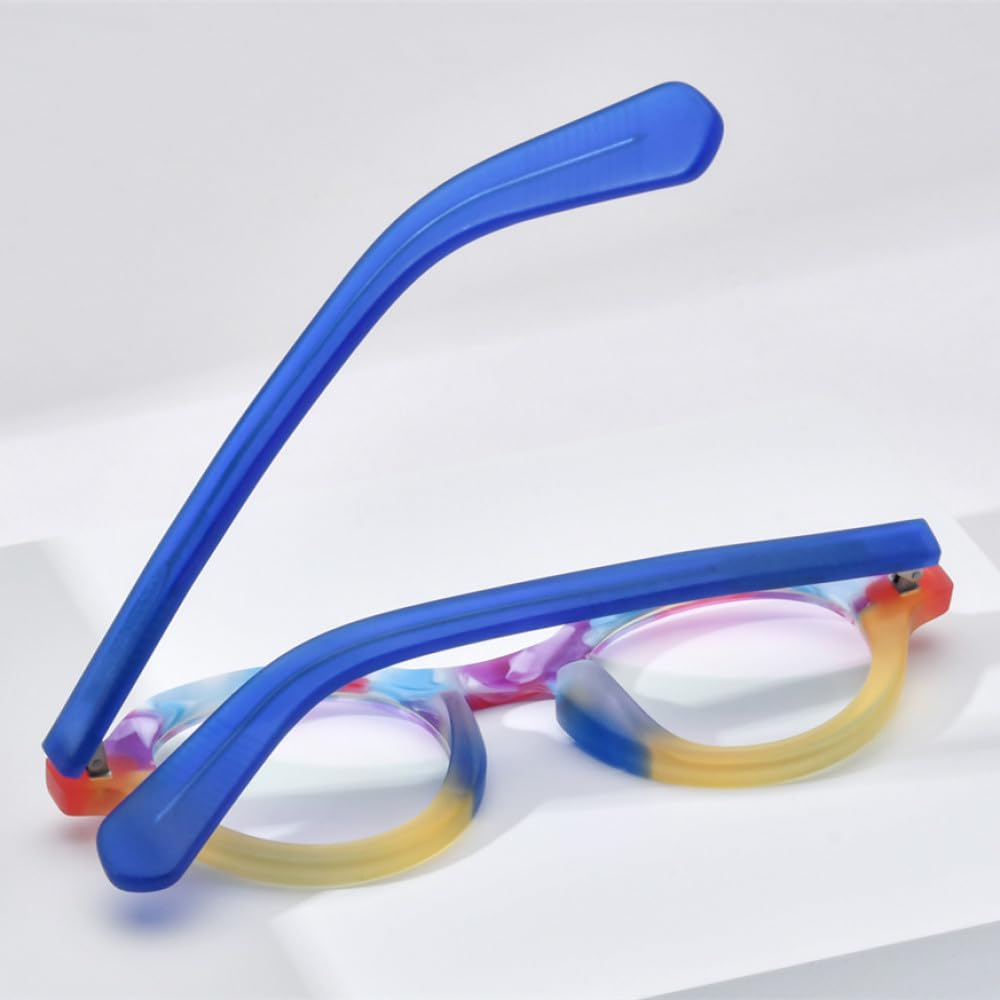 MUTYNE Occhiali da vista in acetato opaco multicolore Montatura da uomo Occhiali da vista ovali retrò Occhiali da vista da donna