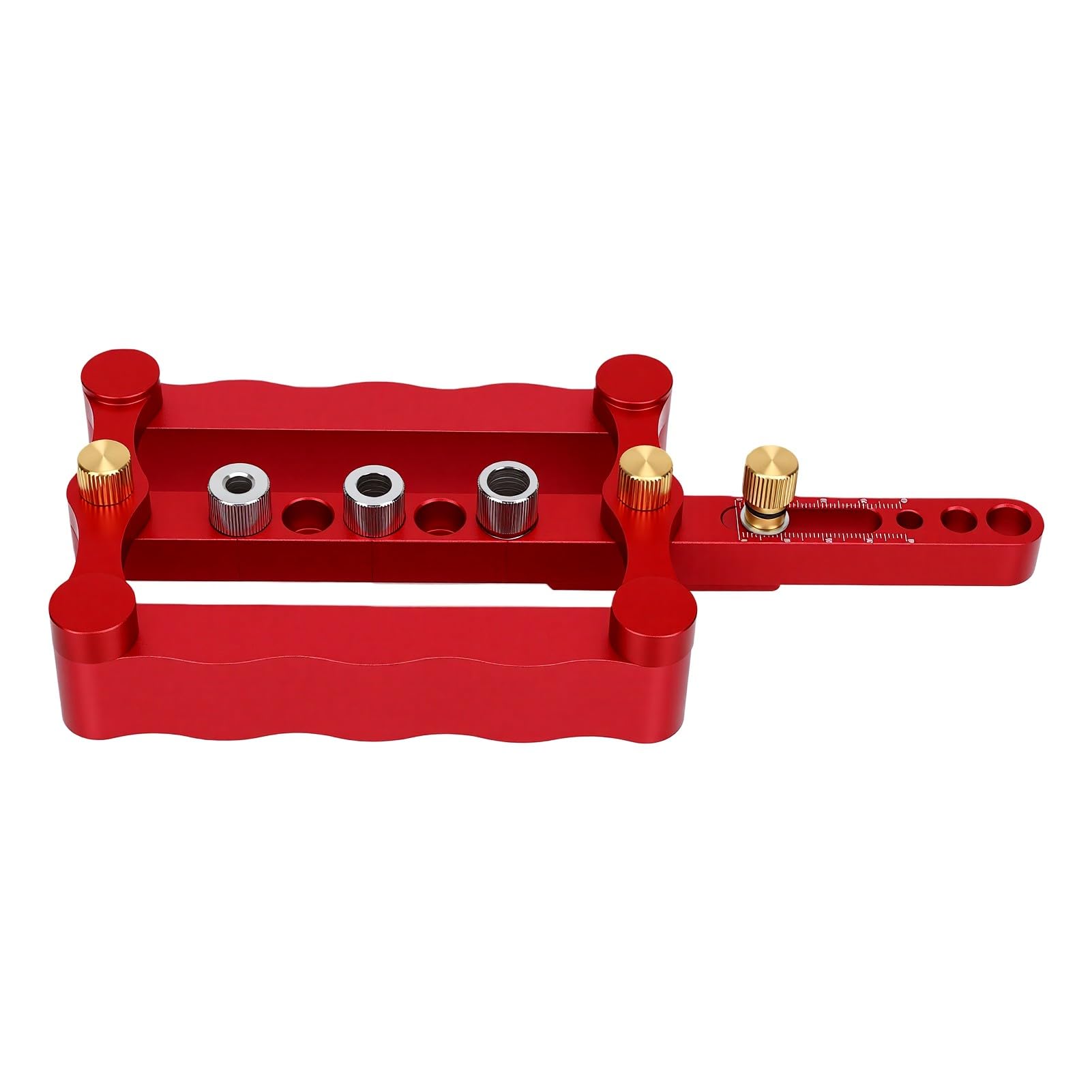 Jelquix Self Centering Doweling Jig Kit, Adjustable 20mm to 65mm Triple Spec Steel Bushings Matching Dowel Parts Stable Clamp Mount for Hobbyist User Cabinet Wooden Joinery