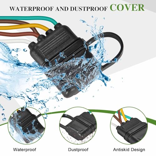 Image of CZC AUTO 25FT 4 Pin 5 Wire Trailer Wiring Harness Kit, 18 AWG | Pure Copper Core with Nylon Protective Sleeve & PVC Jacket, Trailer Connector for Boat Trailer Taillights Rewiring