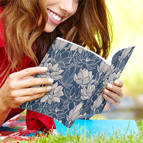 Dolyues Stretchable Book Covers Lotus Flower Pattern School Book Protector 9x11 Textbook Jackets Book Sox Washable Paperback Hardcover Book Cover for Women Girls