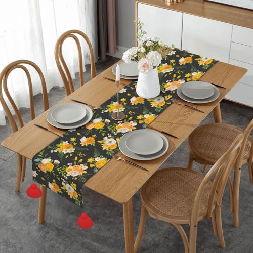 Chemin de table antidérapant à pompons anti-glisse décoratif pour table de salle à manger - 2