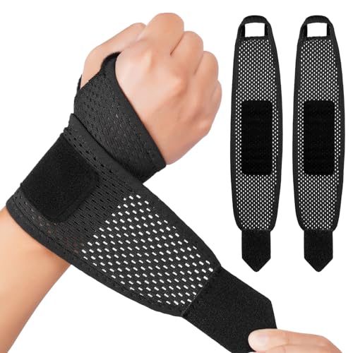 Beugo Muñequera Tendinitis Muñeca, 2 Muñequeras Deportivas Negro, muñequera tunel carpiano, Soporte de la Muñeca Elasticas Ajustable para Dolor Articulaciones, Esquinces, Mano izquierda y mano derecha