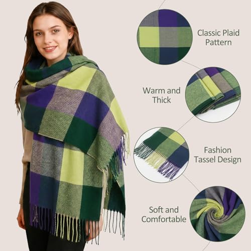 Image of Loritta Winter Scarf for Women, Long Plaid Shawl Wraps Scarves Gifts