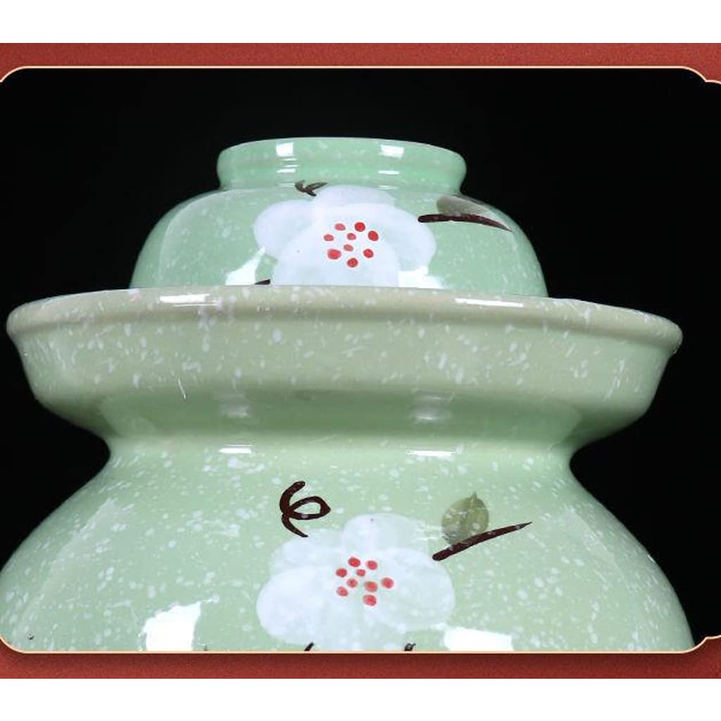 Różowy tradycyjny chiński porcelanowy ceramiczny garnek do fermentacji garnek do marynowania, słoik do fermentacji z uszczelką wodną pokrywka śluzy kamionka ，Słoje fermentacyjne(0.75KG)