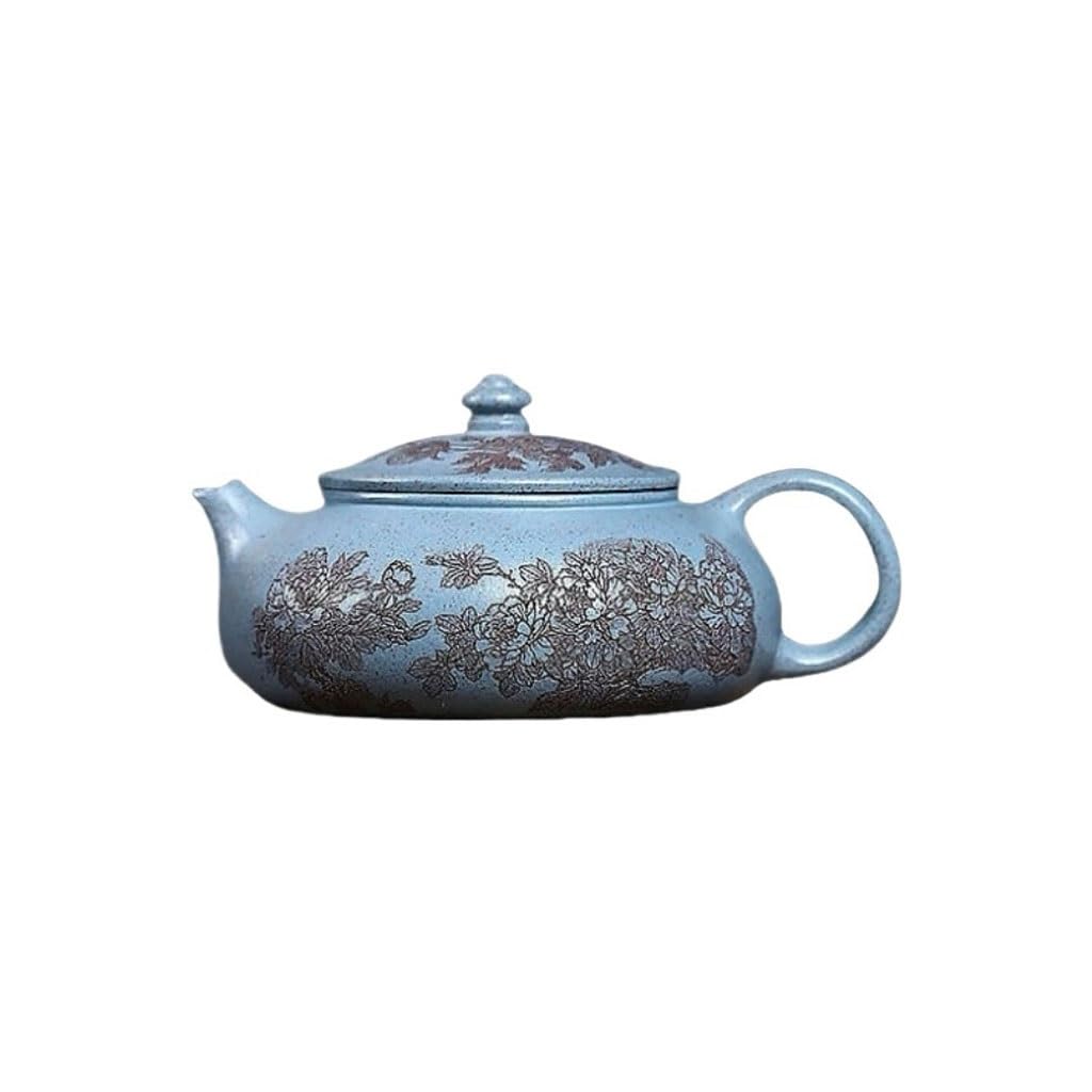 Tetera Infusiones Tetera Original De Arcilla Azul Zafiro Tallada A Mano, Infusor Té For Salón Teapot