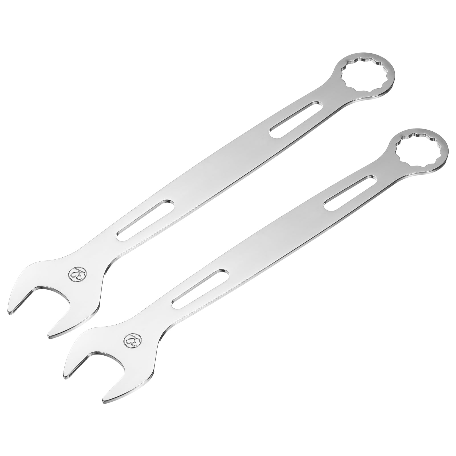 sourcing map 2Pcs Combination Wrench 32mm Metric Super Thin 12-Point Box and Open End Chrome Vanadium Steel Double Ended Spanner Tool for Automotive Furniture Machinery DIY Repair, Silver