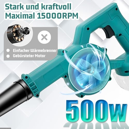 der nasse Blätter und Grasschnitt in Sekunden wegbläst - Detailansicht von Akku-Laubbläser 18V 300km/h KuwpbbT Test –...