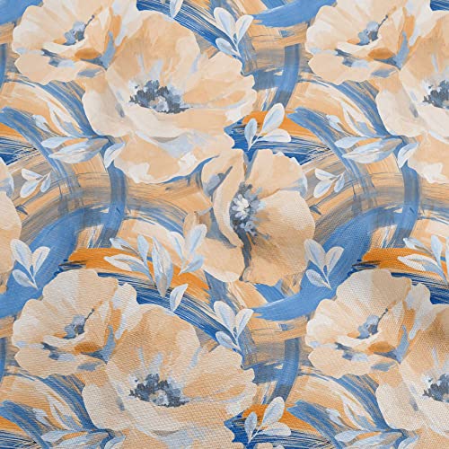 oneOone Polyester Spandex Light Beige Fabric Floral & Sewing Material Print Fabric By The Yard 56 Inch Wide