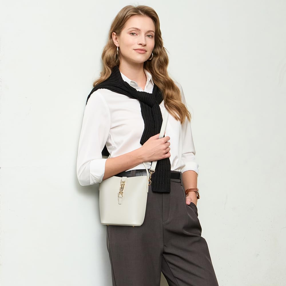 BOSTANTEN Small Bucket Bag for Women Crossbody Bags Trendy Vegan Leather Shoulder Purses Designer Ladies Handbags