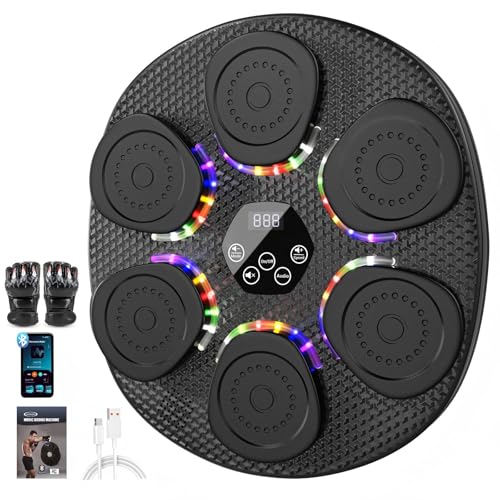Music Boxing Machine for Adults & Kids, Bluetooth Smart Boxing Wall Machine with Gloves, 9 Modes...