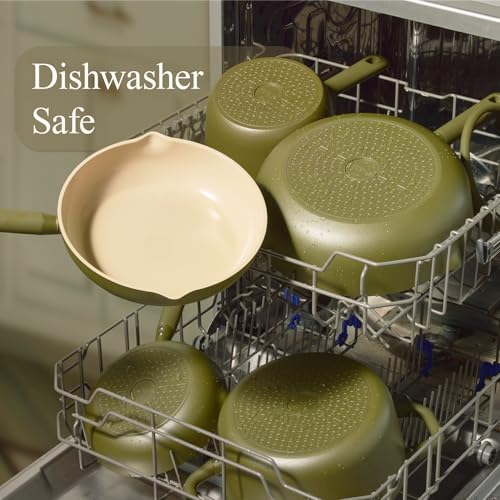 Image of CAROTE 21pcs Cookware Set Nonstick Pots and Pans Set, Ceramic Cookware Set Induction Cookware, Non toxic Healthy Non Stick Kitchen Cooking Set, PFAS PTFE Free