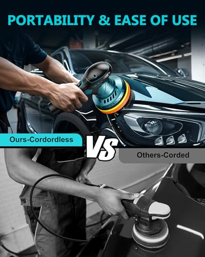 Orgpek PGJ-X12 Cordless Car Buffer Polisher Kit - 6 Inch Dual Action Random Polishing Wax Machine For Car Detailing,2Pcs 2000Mah Batteries,6 Variable Speed 2500-5000Rpm,Orbital Polisher thumb #1