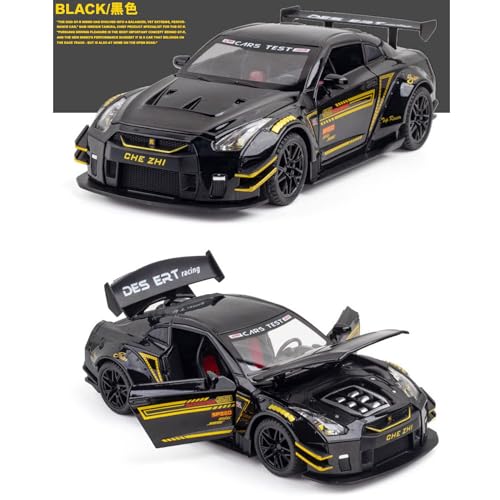 Image of 1 /24 Scale Compatible for Nissan GTR Model Car Toy, Zinc Alloy Pull Back Toy car with Sound and Light for Kids Boy Girl Gift (RED)