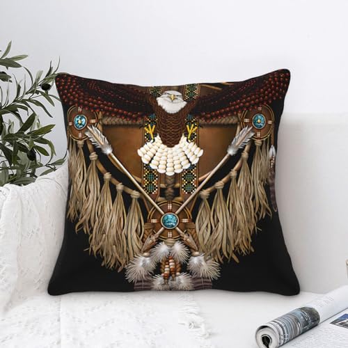 QICITTY Southwestern Native American Indian Eagle Throw Pillow Covers Home Art Deco Pillowcase Square Pillow Case Cushion Cover for Bed Sofa Living Room Car Indoor and Outdoor 18"x18"