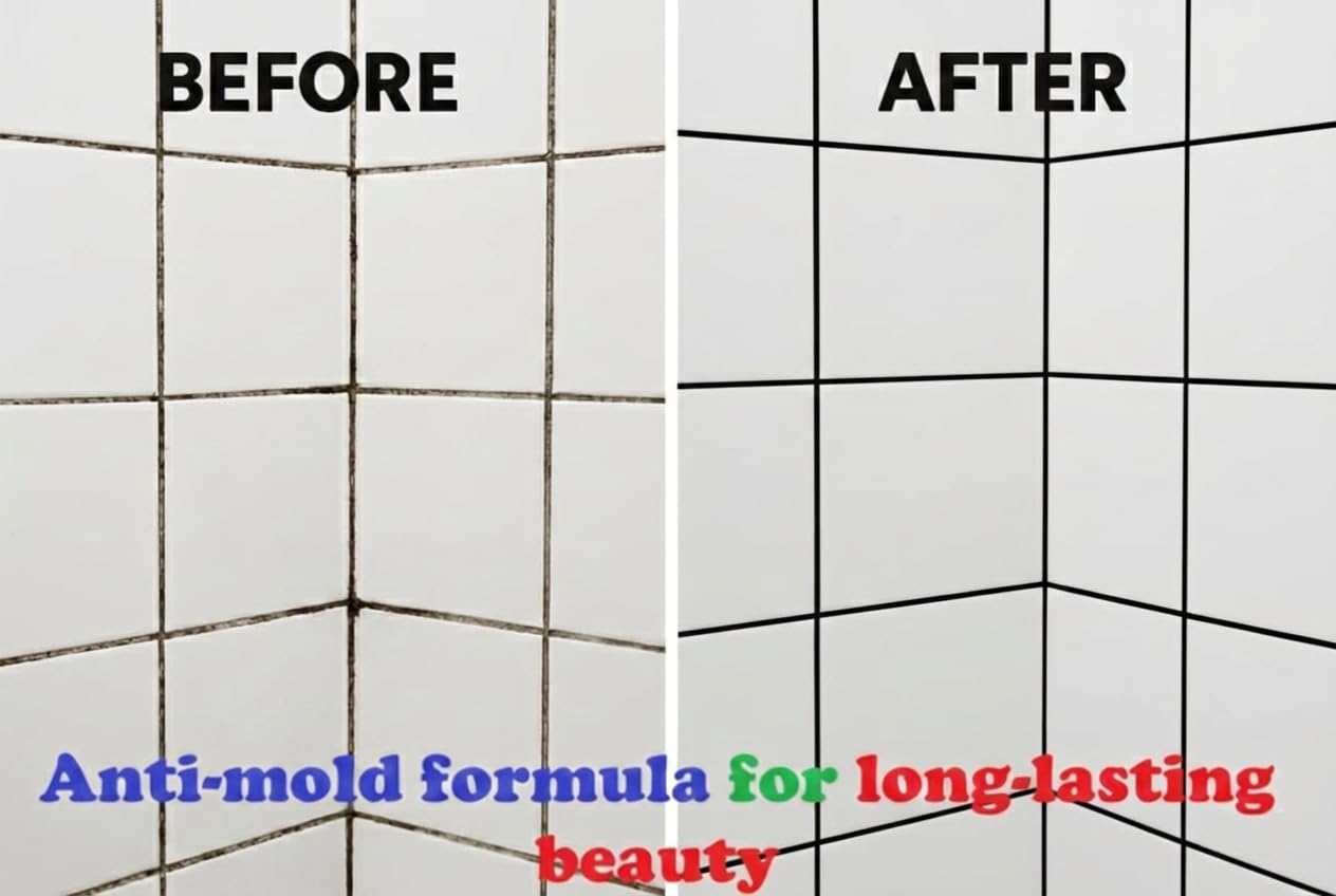 Kit Riparazione Fughe Piastrelle Nero, Asciugatura Rapida 450g x 2 Cartuccia, ANTI-MUFFA Stucco per Piastrelle Bagno & Doccia, Grout Repair Kit Black, Stucco per Fughe Pavimento, Sigillante per Malta
