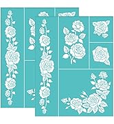 Amazon.co.jp: OLYCRAFT 2個 シルクスクリーンステンシル バラ