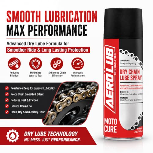Image of Chain Lube Spray & Chain Cleaner Spray Combo Kit for Bikes 145ml Each for Superior Chain Care | Rust & Corrosion Protection, Smooth Lubrication Suitable for All Motorcycles O /X /Z-Ring Chains