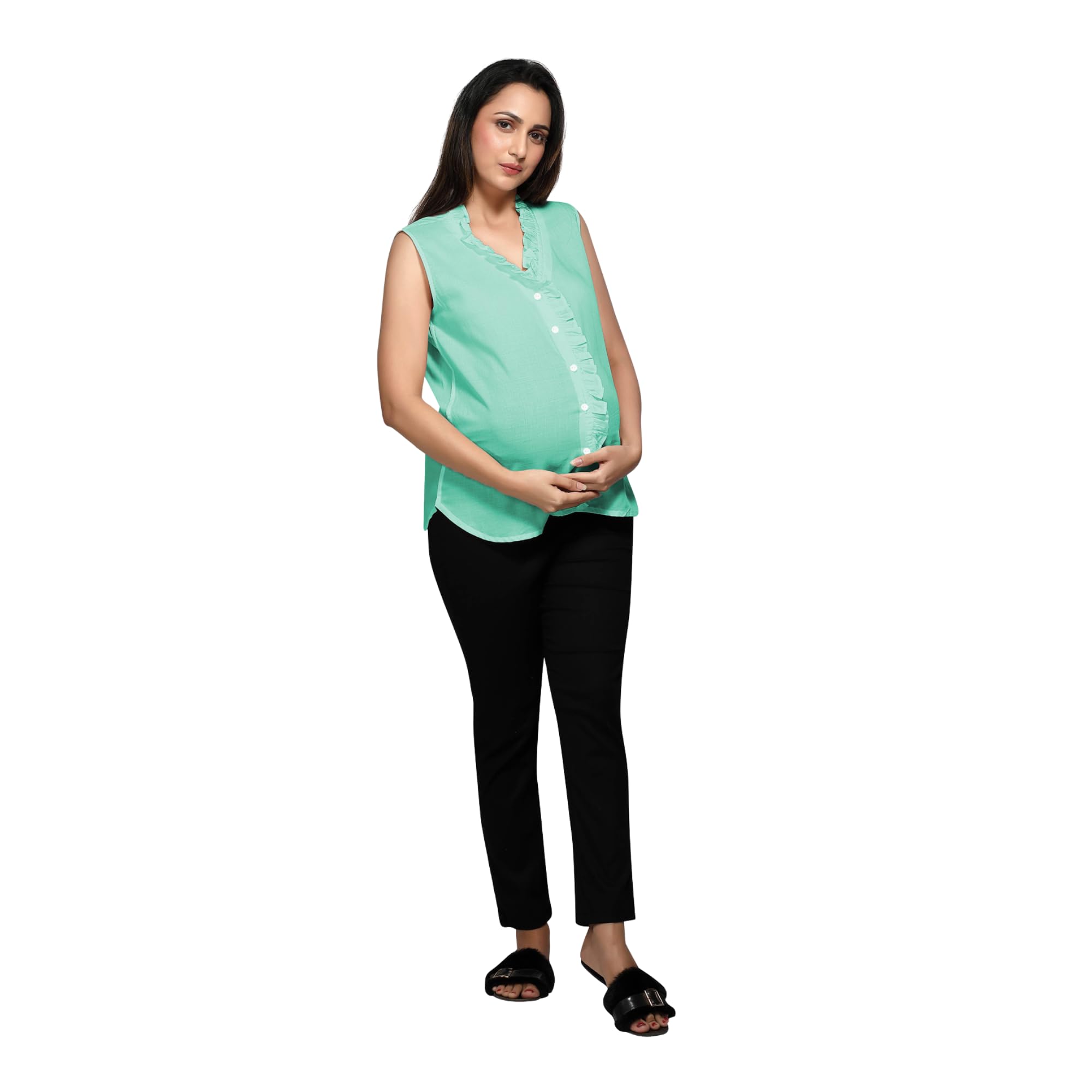 Sea Green Soft Maternity Shirt-picture-49
