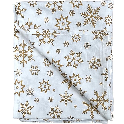 Ragged Rose Christmas Table Cloth, Festive Linen Tablecloth with Nordic Style Prints for Living Room & Kitchen