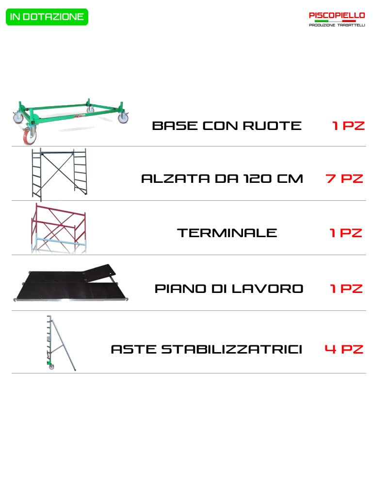 Trabajador prof. metal 6 m 10,70 h. trabajo accesorios - Sin niveladores, composición - Estándar (solo estructura)
