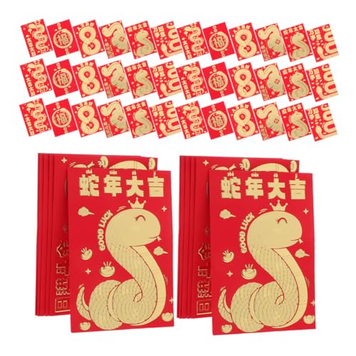 NUOLUX 60個蛇年干支デザイン小型赤い封筒 新年の伝統文化を反映 紙製で高耐久性 多機能現贈呈用おしゃれ封筒 祝祭装飾や収納にも