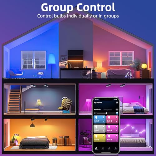 Tenmiro Smart Light Bulbs, 9W A19 Color Changing Light Bulb Work with Alexa, Google Assistant & Google Home, Music Sync WiFi & Bluetooth LED Bulbs Dimmable 800LM - Image 8
