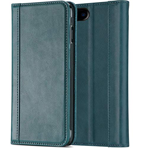 Best Quality 🔥 ProCase iPhone 8 Plus 7 Plus Genuine Leather Case, Wallet Folding Flip Case with Kickstand Card Slots Magnetic Closure Protective Cover for Apple iPhone 8 Plus/iPhone 7 Plus -Teal