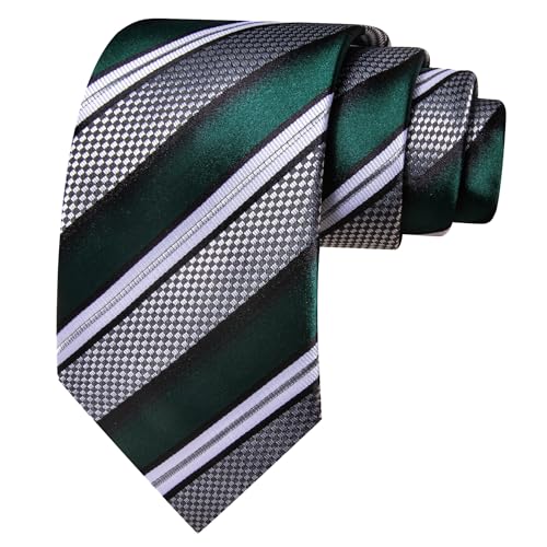 Image of Barry.Wang Mens Tie Set Plaid Check Neckties Formal Business Wedding Luxury Pocket Square Cufflinks
