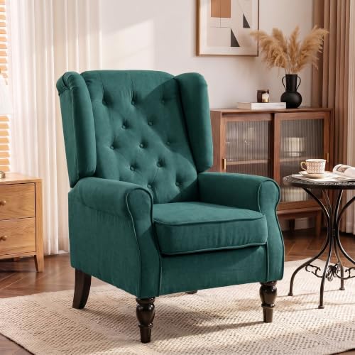 Image of HOMCOM Comfy Accent Chair for Living Room, Wingback Armchair, Dark Green