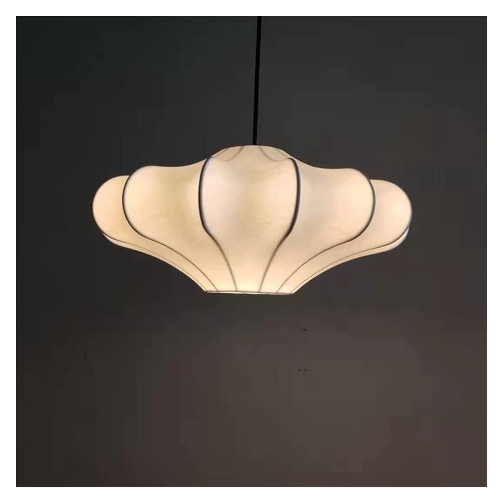 KHUKHU 40CM Nordic Modern Silkworm Cocoon Chandelier Vintage Farmhouse Living Room Pendant Light Fabric Lantern Coastal Farmhouse Pendant Lamp Bedroom Bedside Dining Table Restaurant Corridor
