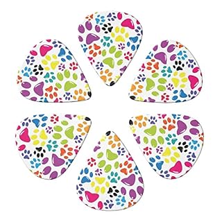 FUCVNPZ Lot de 6 médiators colorés en celluloïd pour guitare acoustique, électrique, basse ou ukulélé Motif pattes de… - Les Beatles, Paul McCartney, John Lennon, RIngo Starr, George Harrison FUCVNPZ Lot de 6 médiators colorés en celluloïd pour guitare acoustique, électrique, basse ou ukulélé Motif pattes de… – Image 2