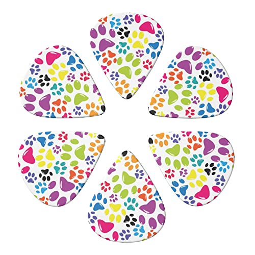 FUCVNPZ Lot de 6 médiators colorés en celluloïd pour guitare acoustique, électrique, basse ou ukulélé Motif pattes de… - Les Beatles, Paul McCartney, John Lennon, RIngo Starr, George Harrison FUCVNPZ Lot de 6 médiators colorés en celluloïd pour guitare acoustique, électrique, basse ou ukulélé Motif pattes de… – Image 3