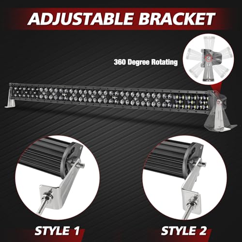 Image of LED Light Bar Side Mounting Bracket, LTEODCHEW 2Pcs Universal Adjustable Base Bracket Kit for Straight or Curved Off Road Light Bar from 4 inch up to 52 inch Stainless Steel Silver - M8