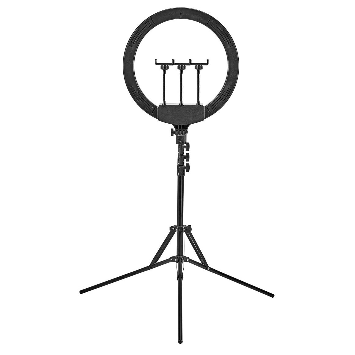 Aro de Luz Grande 36cm 14" de diámetro con Trípode Regulable Desde 55 cm hasta 200cm, 3 Soportes para Móvil, 3 Modos de Luz y 10 Niveles de Brillo