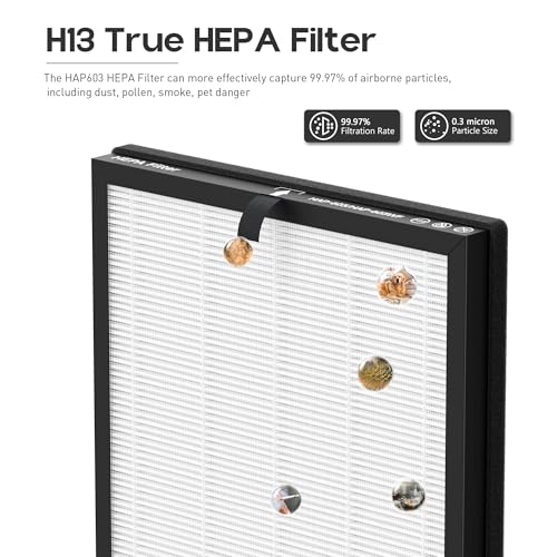 Image of 3 Pack HAP603 Replacement Filter Compatible with ECOSELF HAP603 / HAP603WF Air Purifier, 3-Stage Filtration, H13 True HEPA Filter, # RFHAP603, White
