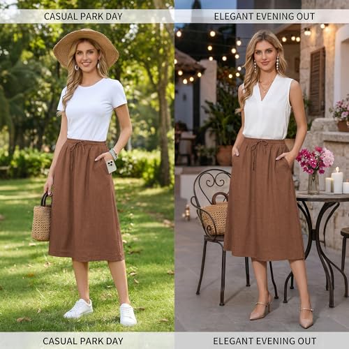 Image of Witsmile Women's Summer Pleated High Waisted Casual Flowy Skirt Pockets