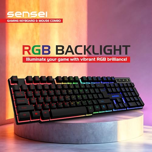 Image of ZEBION Sensei Wired Gaming Keyboard Mouse Combo with RGB Lights, The Backlit Keys are Bright and Sharp, Adjustable DPI with Color Changing RGB Light, Durable Body, 1 Year Warranty