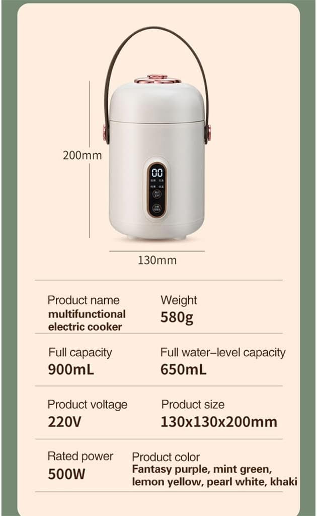 Mini Rice Cooker Portable Rice Cooker Electric Heating Rice Box Rice Soup Porridge Cooking Machine Electric Stew, 1