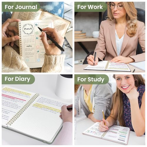 Image of Taja Dotted Spiral Journal Notebook for Women & Men, 140 Pages, Dotted Notebook for Journaling & Note Taking, Journals for Writing, A5(5.7 inch x 7.9 inch) - Green