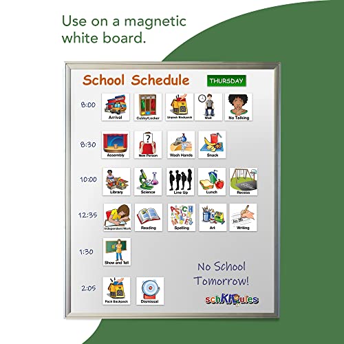 Schkidules Visual Schedule For Kids 87Pc Education Collection - Classroom And Homeschool Visual Supports: 66 School-Themed Magnets And 21 Headings For Preschool, Special Ed, Autism, Adhd #TOP3