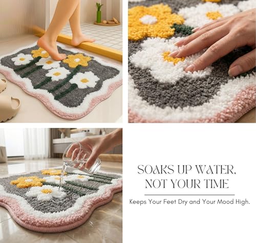 Image of HOMEKART Microfiber Bath Mat 2000 GSM, Super Soft & Absorbent Anti-Skid Bathroom Floor Mat, Quick Dry Door Mat for Bathroom, Bedroom & Kitchen (40x60 cm, Grey) Pack of 1