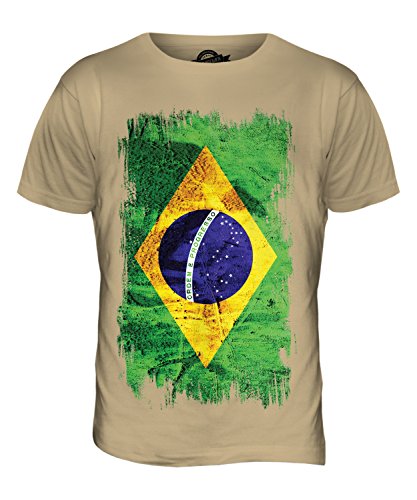 Candymix Brésil Drapeau Grunge T-Shirt Homme, Taille Medium, Couleur Caramello Cover