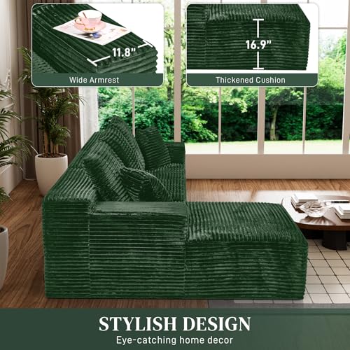 Image of 108 inch Boneless Couch for Living Room, L Shaped Modular Sectional Sofa