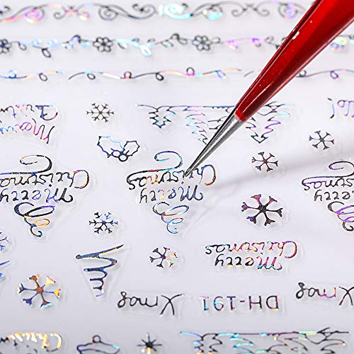 Christmas Nail Stickers - 8 Sheets 3D Holographic Winter Nail Decals Santa Claus Deer Snowflakes Snowmen Xmas Nail Art Sticker Manicure Diy Nail Decorations For Women Girls #TOP3