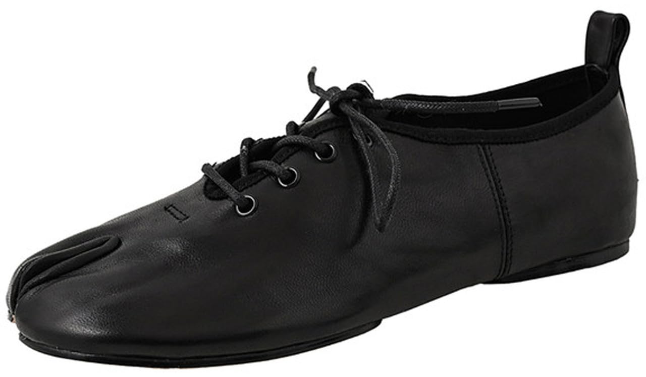 Split Toe Loafers for Women Tabi Oxford Shoes Flat Lace Up Business Casual GenuineLeather Comfort Ladies Shoes