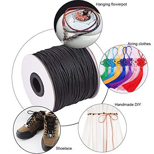 Ph Pandahall 1.5Mm 100 Yards Black Nylon Cord Wind Chime Cord Replacement Braided Lift Shade Blind String For Windows Roman Rollers Repair Gardening Plant Waist Beading String For Chinese Knotting #TOP1