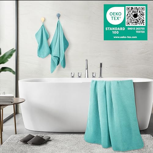Miniatura 3 de Polyte - Juego De Toallas De Baño De Microfibra Antipelusa - Secado Rápido - Punto Gofrado - Naranja - Grande: 152 X 76,2 Cm - Pack De 6