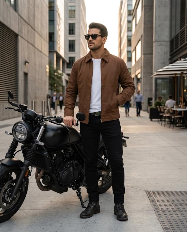 Image of Summer Lightweight Canvas Breathable Cotton Jacket For Men | Punk Gothic Brando Biker Coat Classic Rock Streetwear Belted Jacket